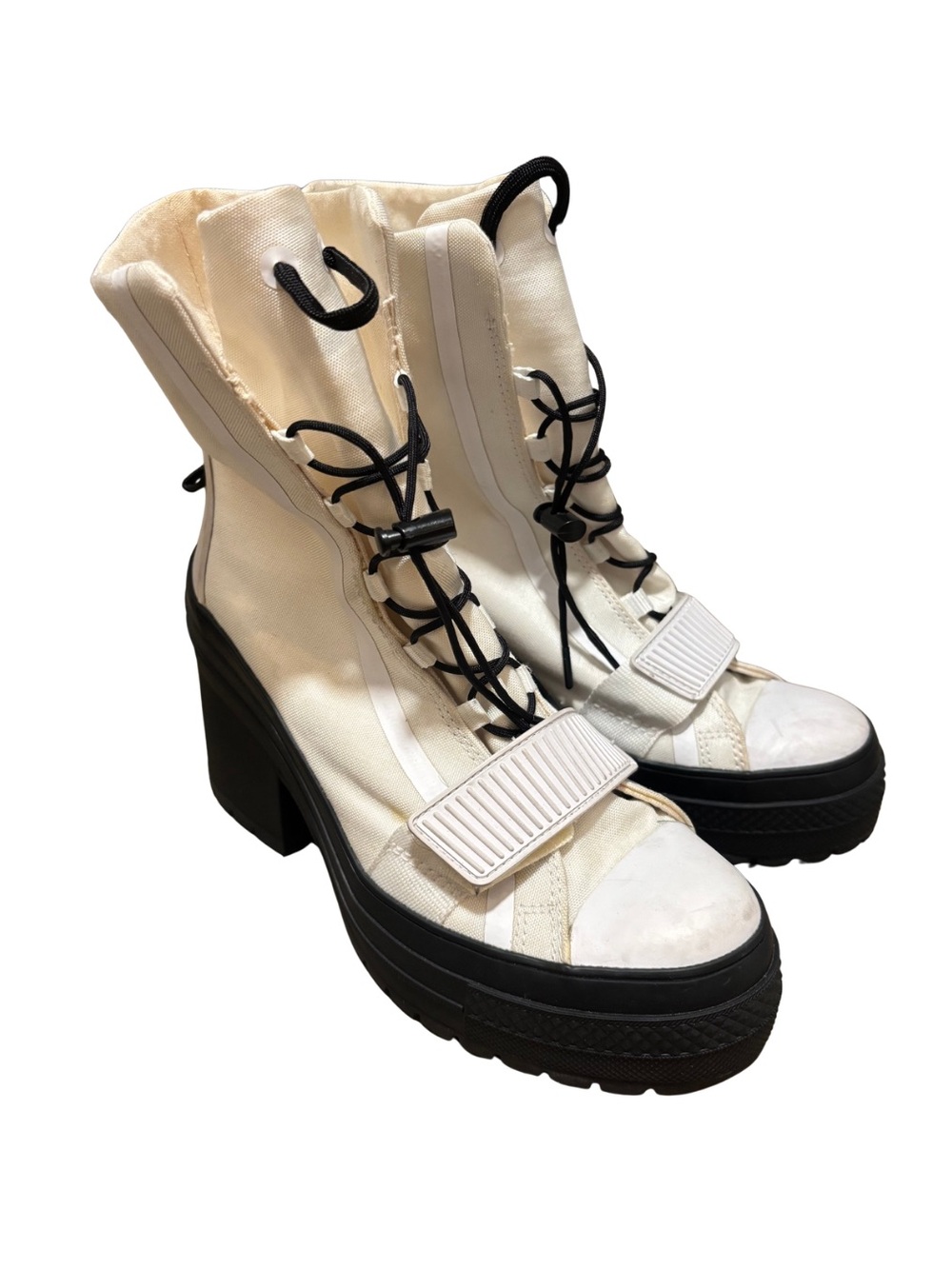 Converse White Platform Lace-Up Ankle Boots with Black Sole